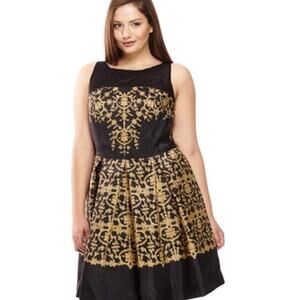 Taylor Luxe Gold & Black Floral Dress Evening Parties Cocktails Wedding Guest 14